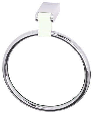 Iris Small Towel Ring Holder, Polished Chrome, White