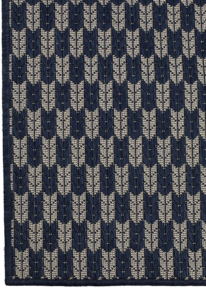 Outdoor Collection Geometric Rug - Bohemian Rug, Navy, 7'10"x10'