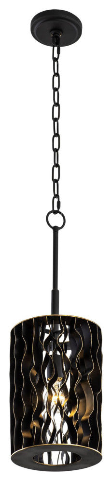 Estela 1-Lt Mini Pendant - Matte Black/French Gold