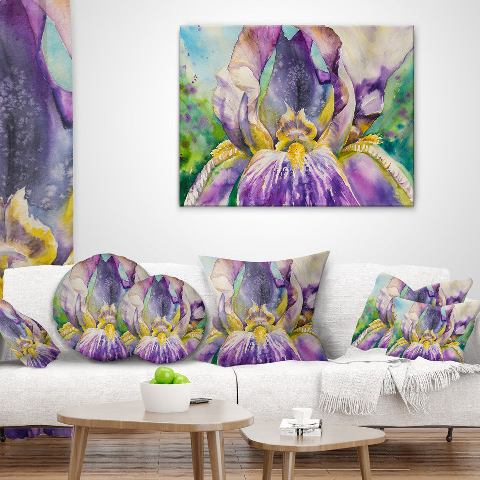 Iris Flower Close up Floral Throw Pillow, 16"x16"