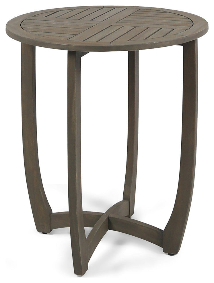GDF Studio Andria Outdoor Acacia Wood Bistro Table, Gray
