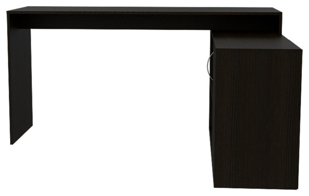 Dallas L-Shaped Home Office Desk with 2 Open Shelves and Cabinet, Black