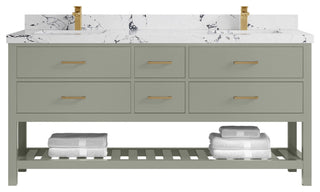 Parker 72" Double Sink Bath Vanity in Evergreen  2" Viola Night