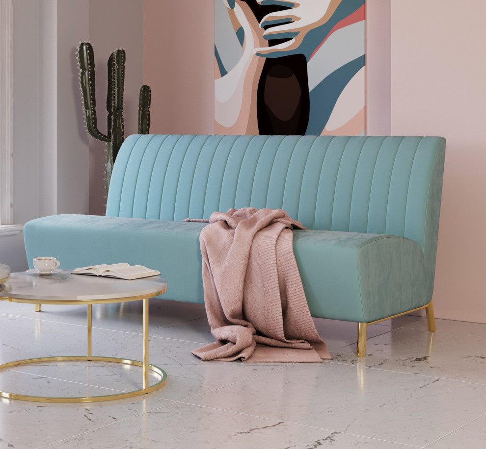 Divani Casa Mosko Modern Light Green and Gold Fabric Sofa