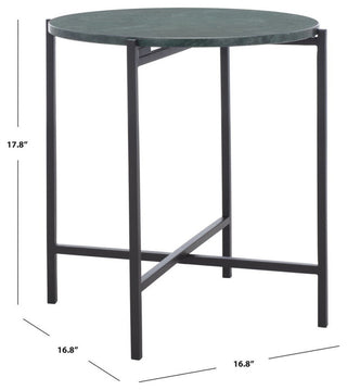 Safavieh Evrynne Round Accent Table, Green Marble/Black