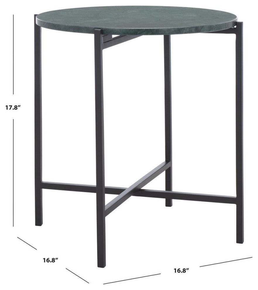 Safavieh Evrynne Round Accent Table, Green Marble/Black