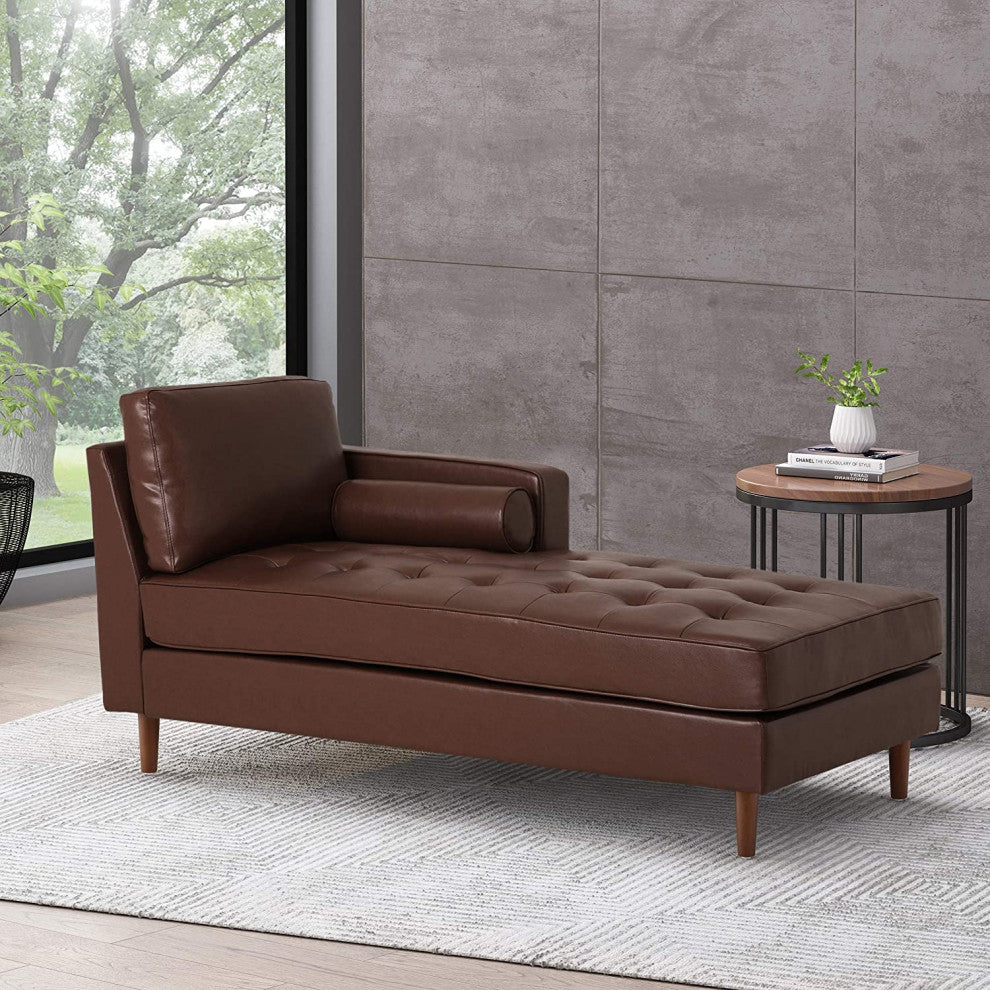 Upholstered Chaise Lounge, Dark Brown + Espresso