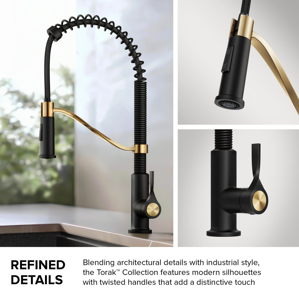 KRAUS Torak Commercial Style 2-Function 1-Handle Pull Down Kitchen Faucet SFBB