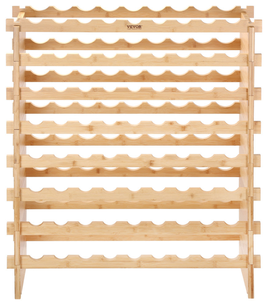 VEVOR Stackable Modular Wine Rack Bamboo Wood Display Shelf, 8 Tier, 72 Bottle