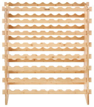 VEVOR Stackable Modular Wine Rack Bamboo Wood Display Shelf, 8 Tier, 72 Bottle