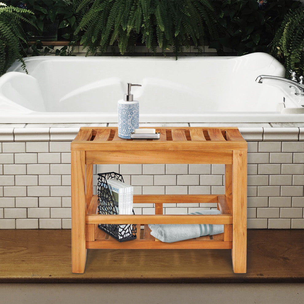 Teak Wood Bahama Shower Stool, 23"