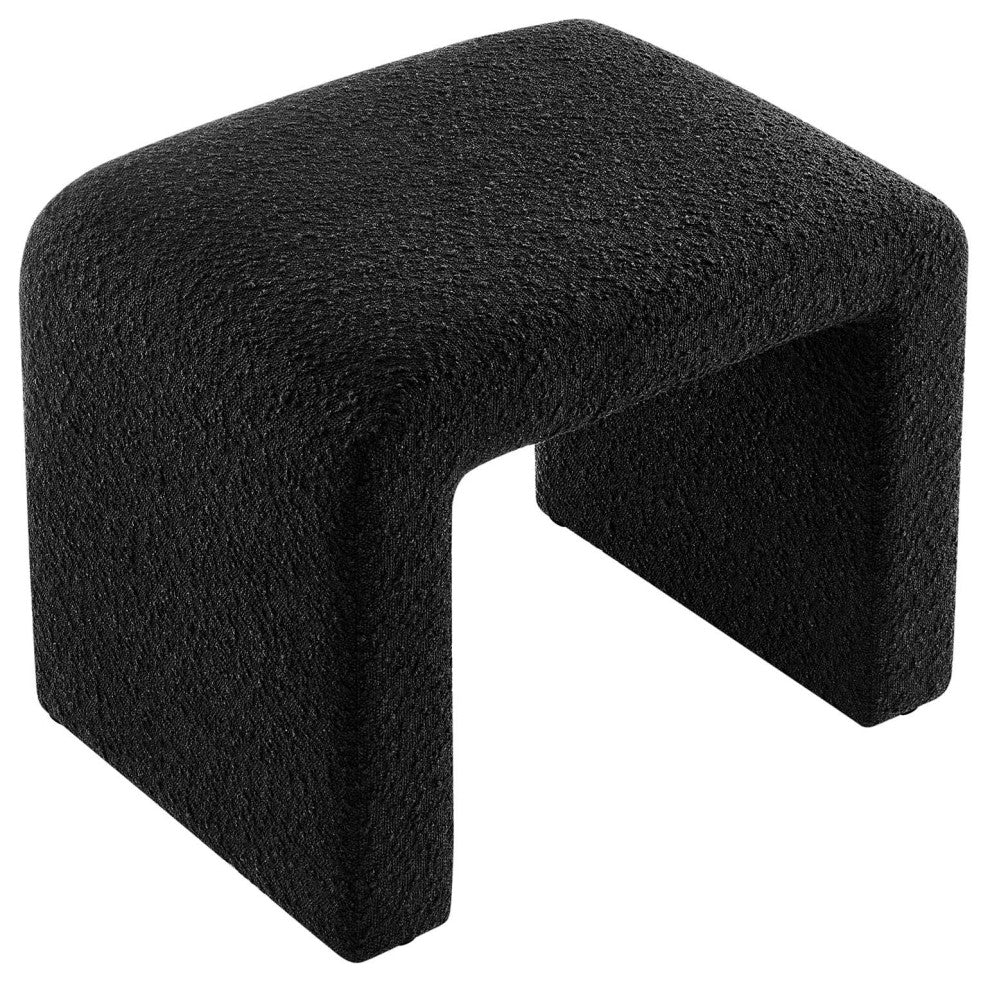 Simba Boucle Fabric Waterfall Stool - Black