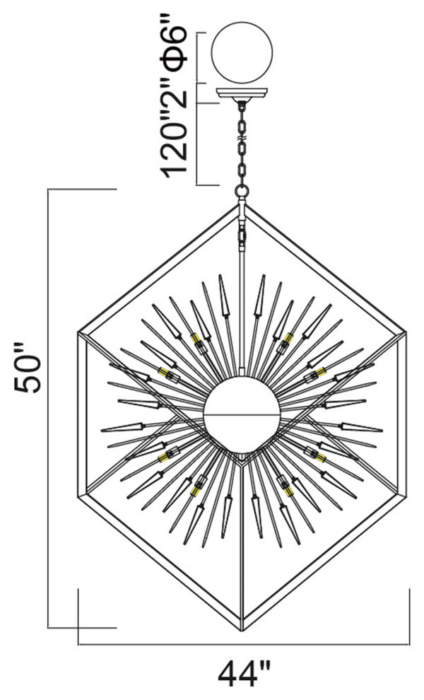 Starburst 20 Light Chandelier With Chrome & Black Finish