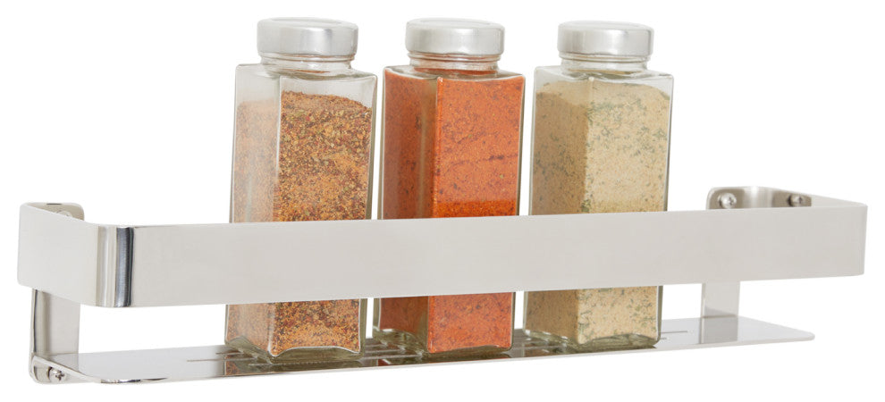Rectangular Shower Shelf With Rail, Polished