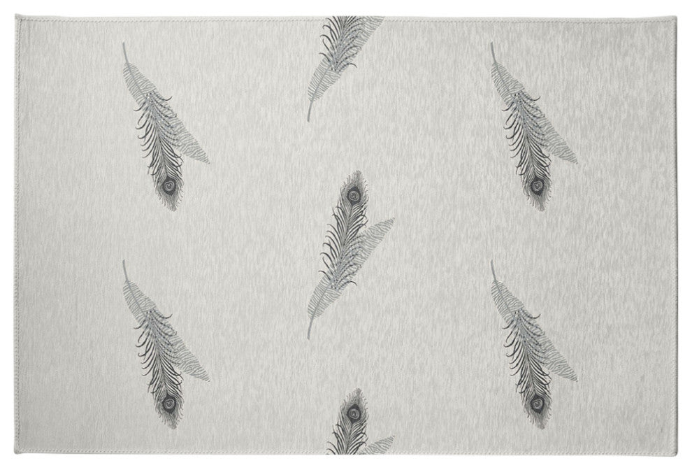Feather Stripe Spring Chenille Rug, Lunar Gray, 4'x6'
