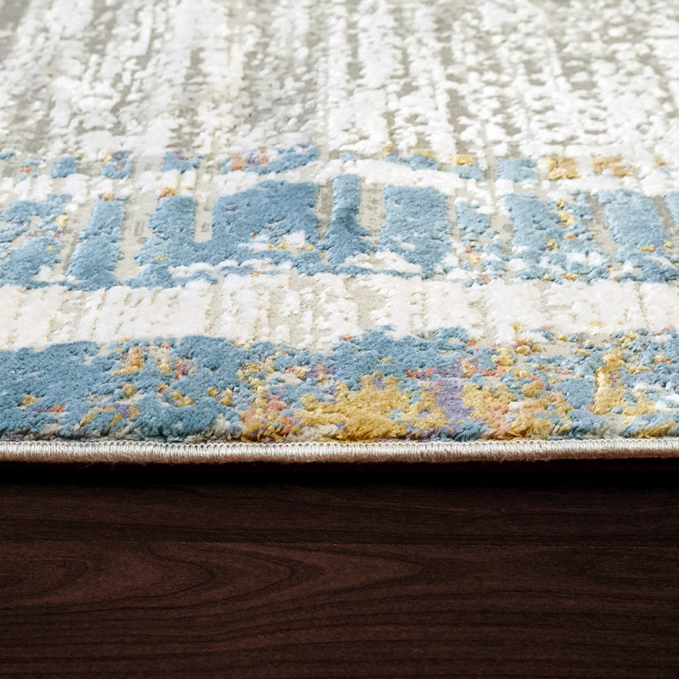 Valley Modern Area Rug, Gray/Blue, 7'10"X10'10"
