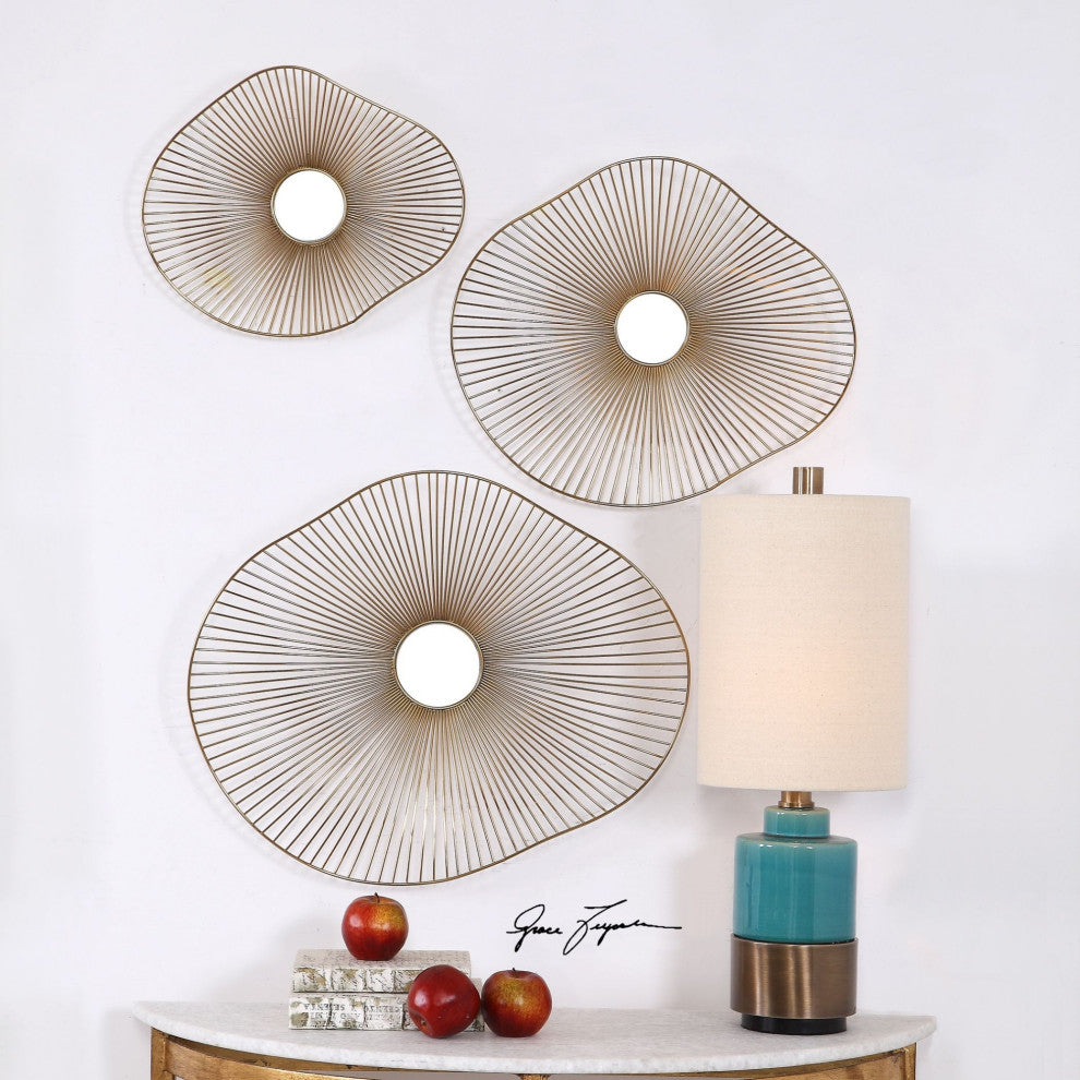 Uttermost 04182 Avarie Amorphous Organic Metal Wall Art - Set of - Plated Gold