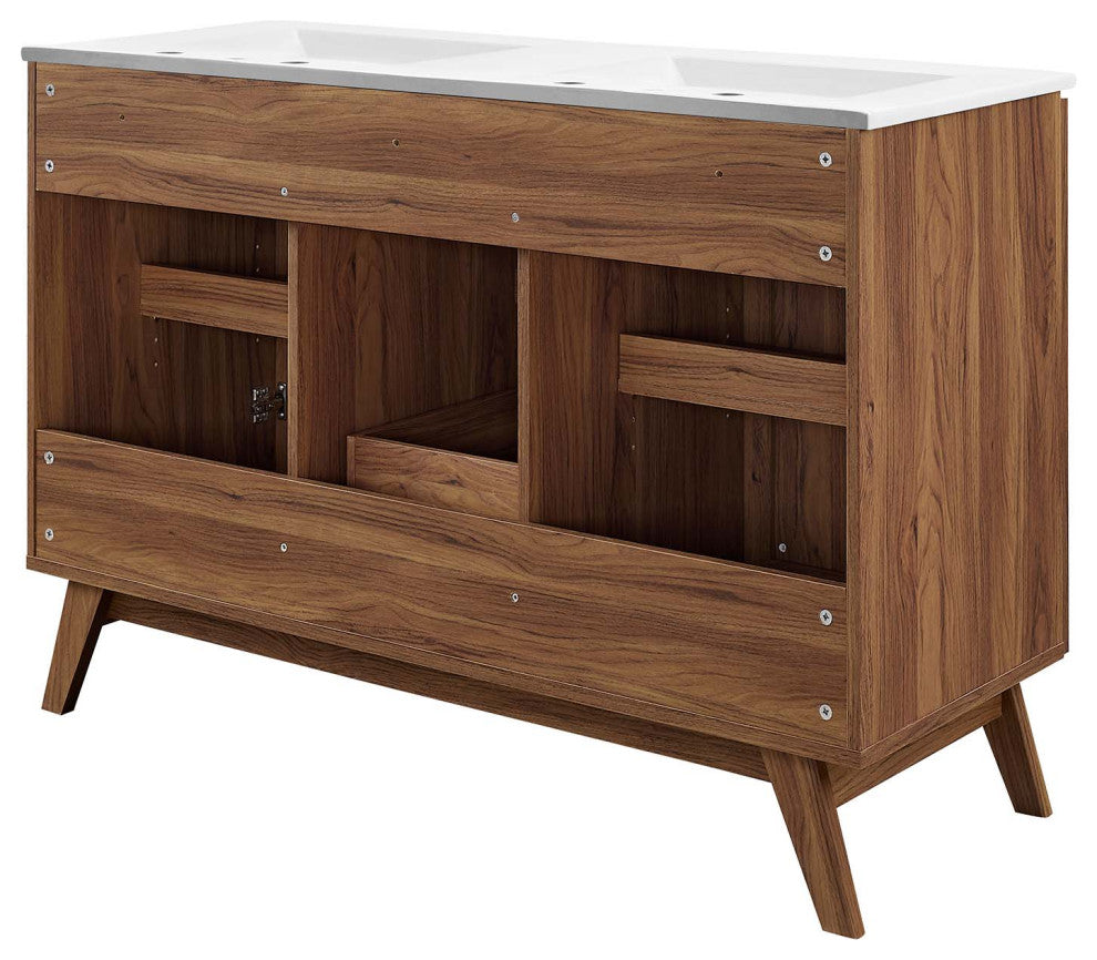Soma 48" Double Sink Bathroom Vanity - Walnut White