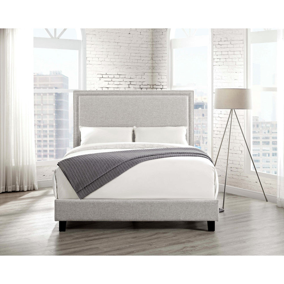 Picket House Emery Upholstered Queen Platform Bed, Gray