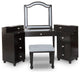 Transitional Vanity Set, Unique Mirrored Design With Camelback Mirror, Gray