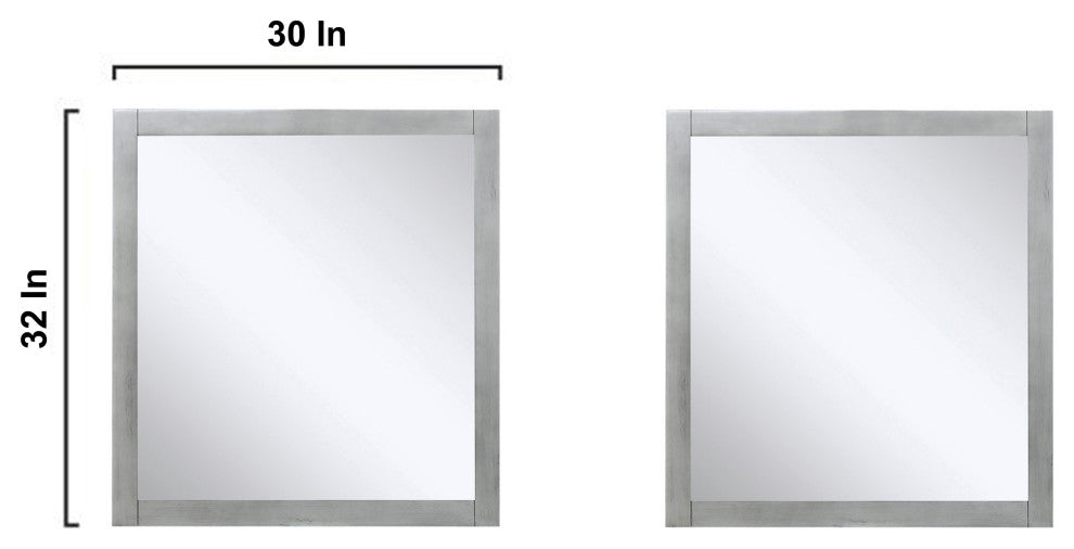 Marsyas 80" Ash Gray Double Vanity Ash Gray Quartz Top Sinks, 30" Wall Mirrors