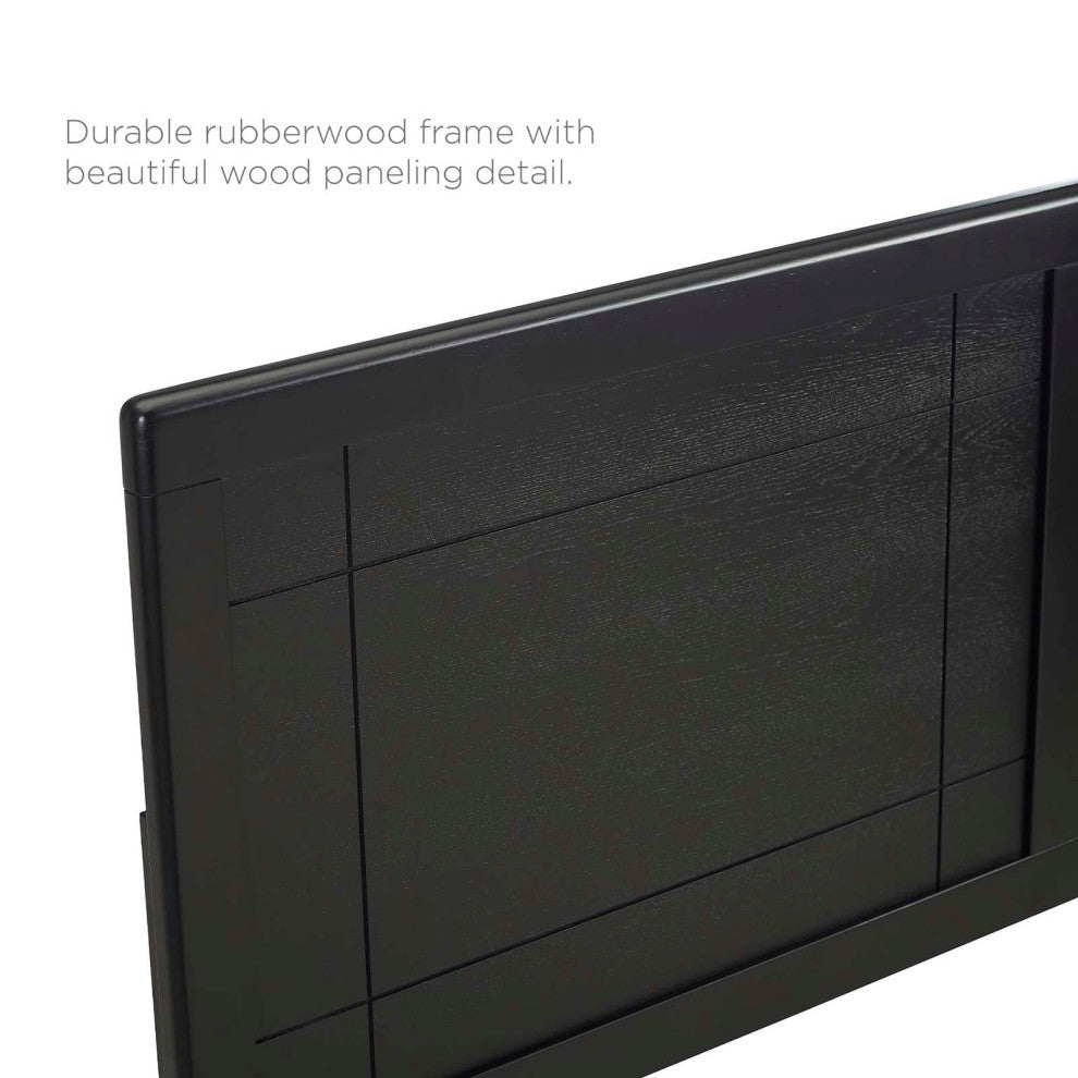 Platform Bed Frame, King Size, Wood, Black, Modern Mid-Century, Bedroom Master