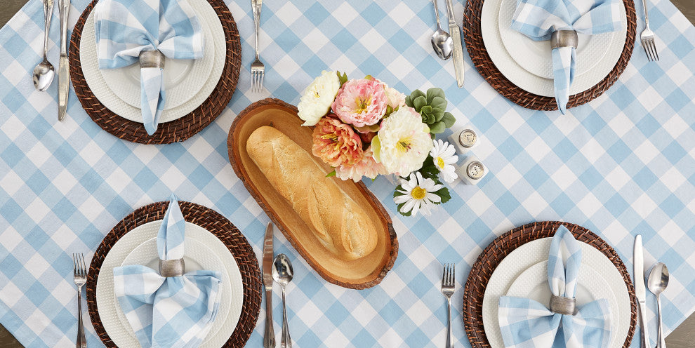 Light Blue Buffalo Check Tablecloth 52X52