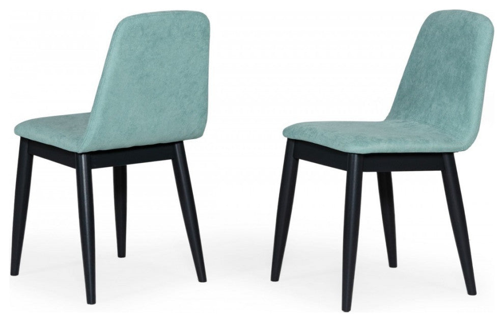 Set of Two Mint Fabric Dining Chairs