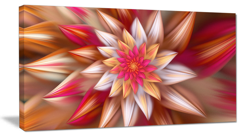 Huge Red Fractal Flower, Floral Canvas Art Print, 32"x16"