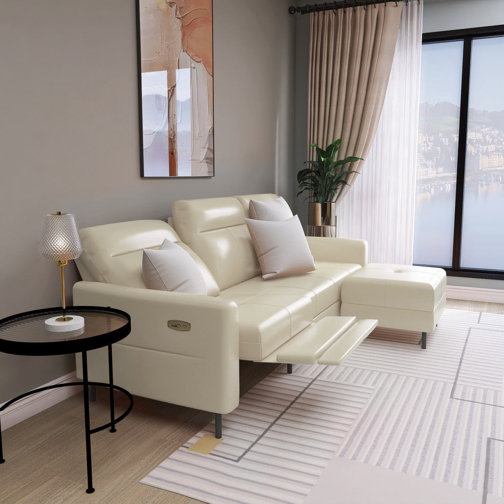 L-Shaped Leather Sectional Sofa Set Cushions Sectional Sofa Footrests