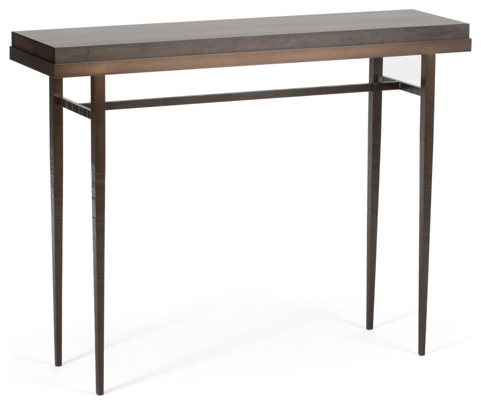 Wick 42" Console Table, Dark Smoke Finish, Maple Espresso Accents