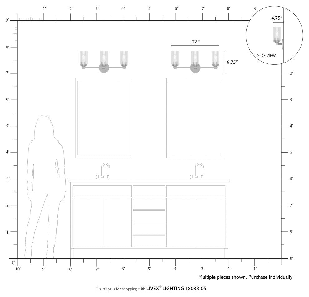Whittier 3-Light Polished Chrome Vanity Sconce