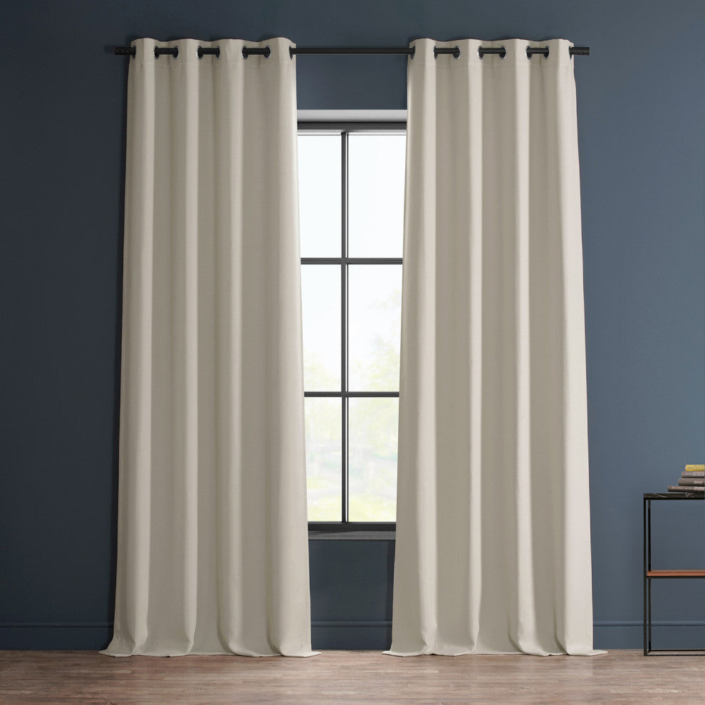 Faux Linen Grommet Room Darkening Curtain Single Panel, Birch, 50"x84"