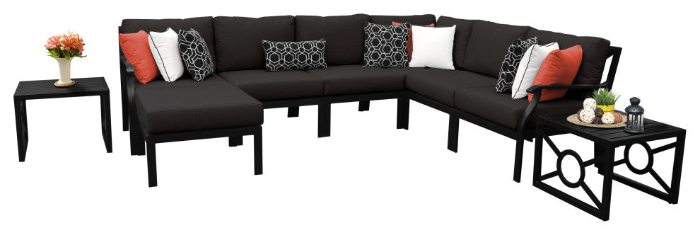 kathy ireland Madison Ave. 9 Piece Aluminum Patio Furniture Set 09b, Onyx