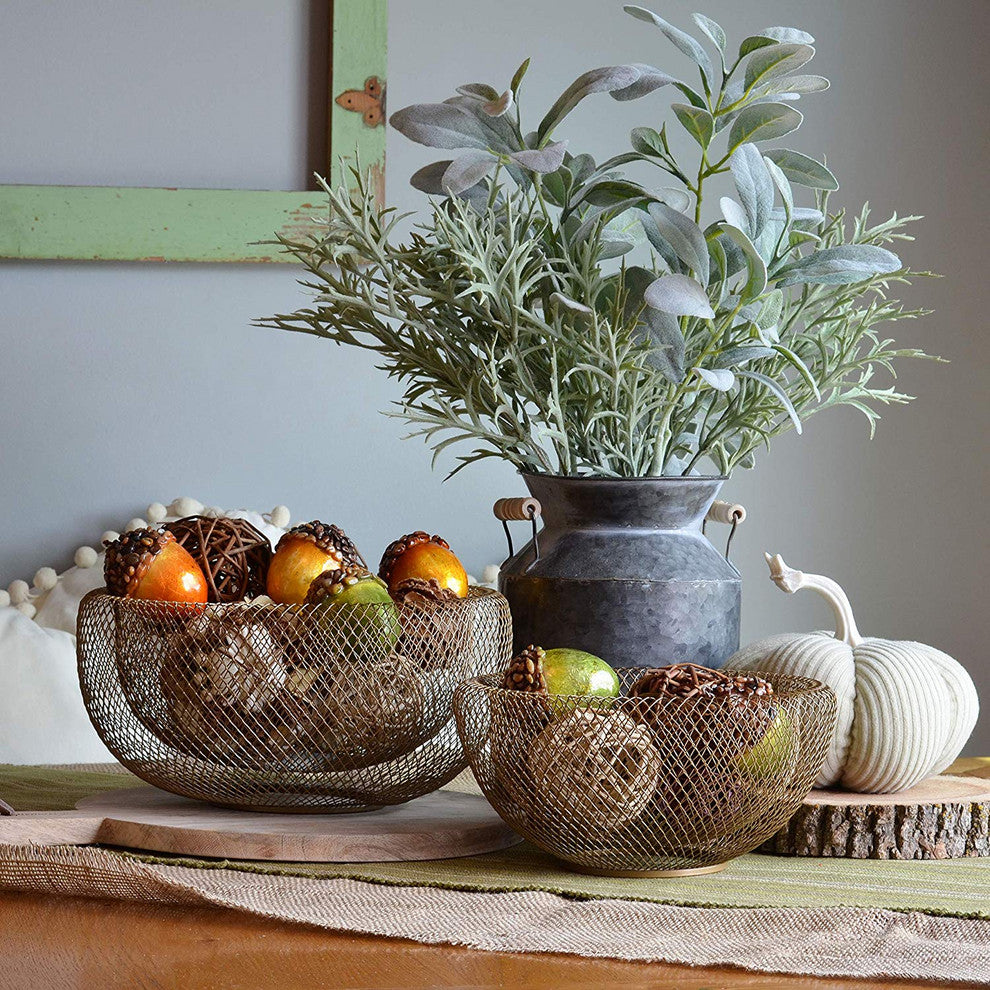 2 Piece Iconic Wire Mesh Fruit Bowls