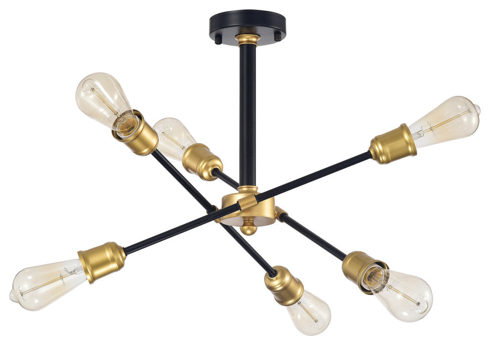 Sami 6-light Sputnik Black and Gold Chandelier