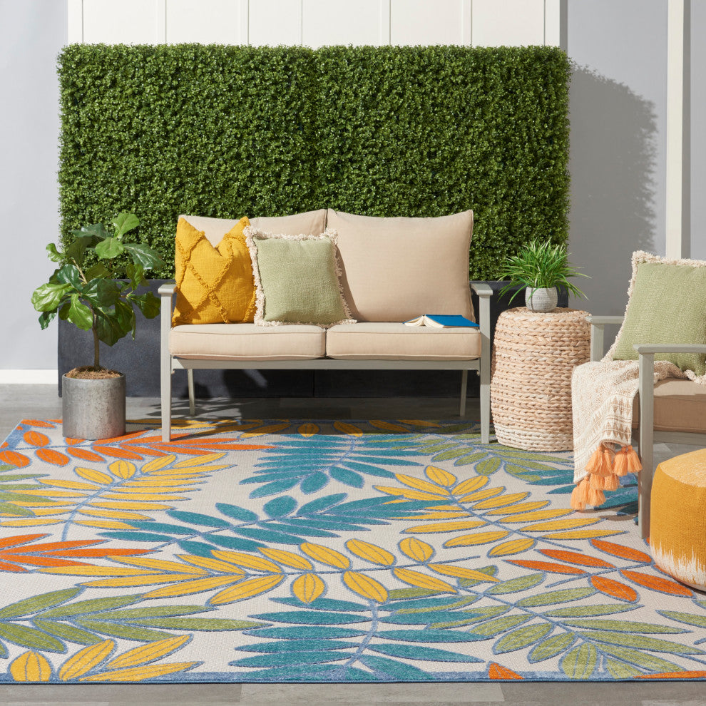 Nourison Aloha 7' x 10' Ivory/Multi Tropical Area Rug