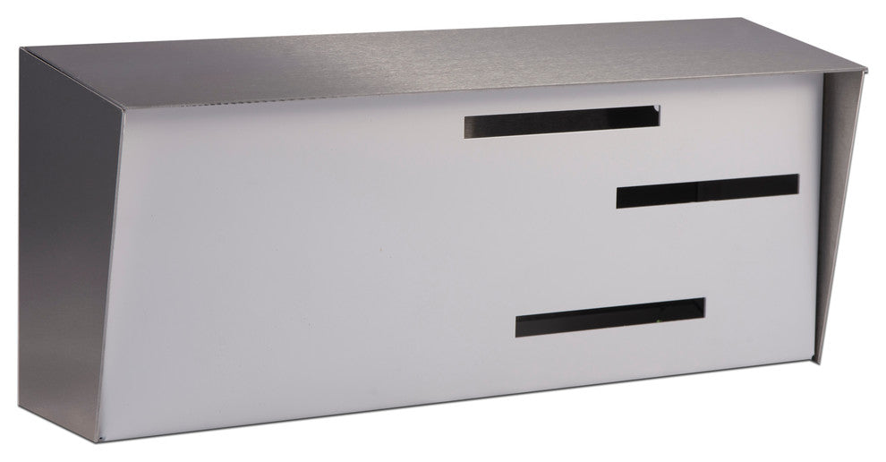 Mid Century Modern Mailbox, Stainless and White