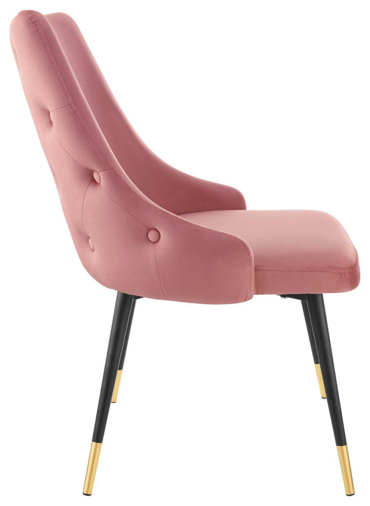 Adorn Dining Side Chair Performance Velvet Set of 2 Dusty Rose