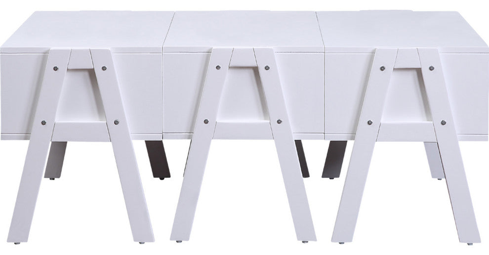 Rectangular Convertible Coffee Table, White Finish