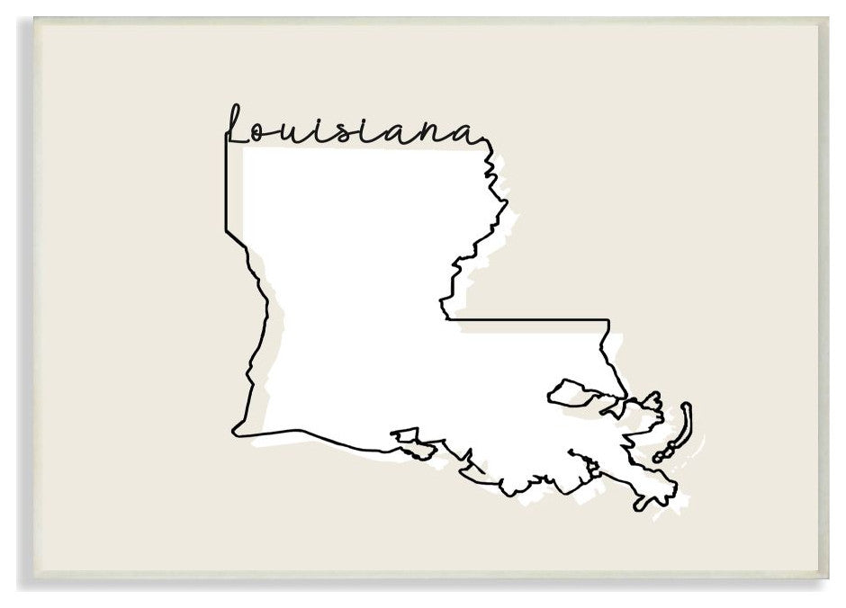 Louisiana Home State Map Neutral Print Design, 12"x18"