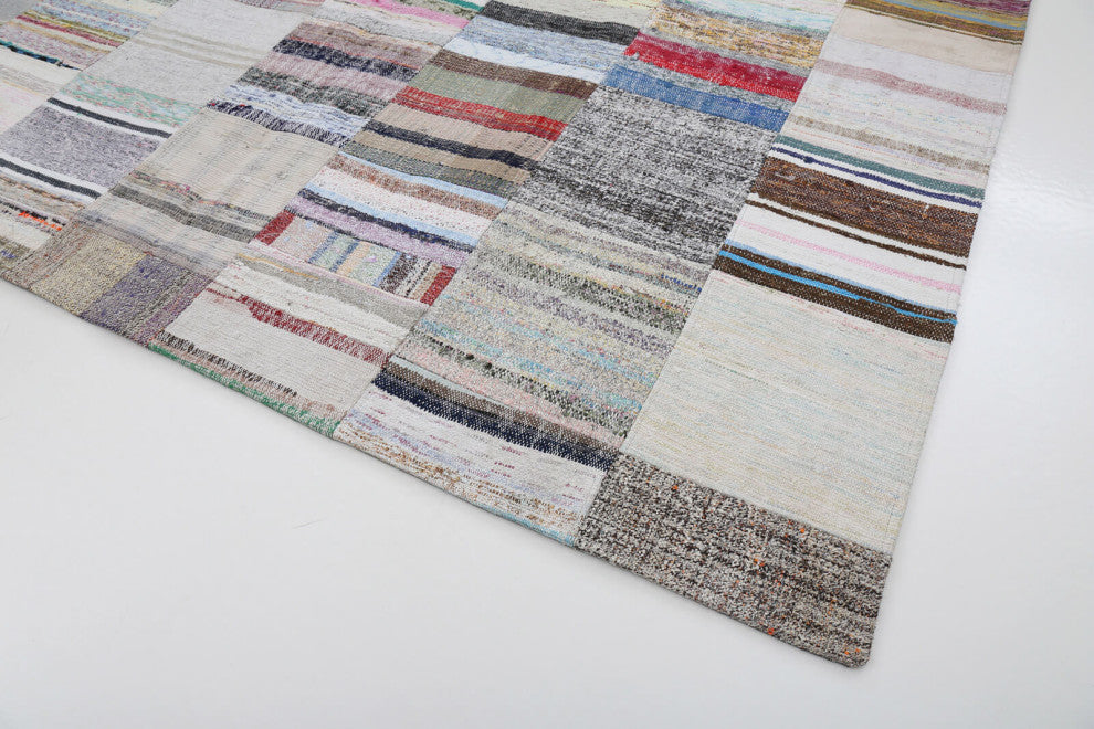 Rug N Carpet - Handmade Turkish 8' 3'' x 11' 7'' Rustic Patchwork Kilim Rug