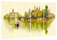 "Amsterdam Panoramic View" Cityscape Watercolor Canvas Print, 4 Panels, 48"x28"