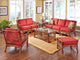 Bali 6-Piece Living Room Furniture Set, Brown, Beach-Lily Fabric