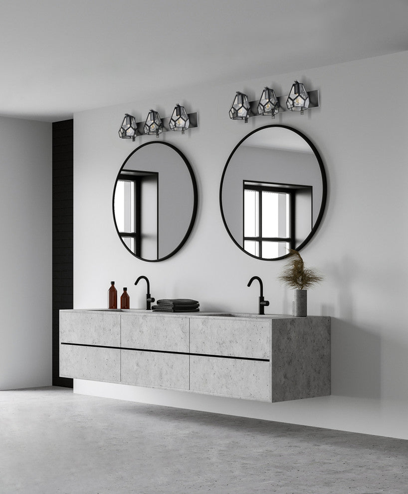 Mardyke 3-Light Bath/Vanity Light, Matte Black Finish, Clear Glass Shade