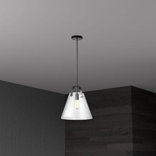 1-Light Incandescent Pendant, Black With Clear Glass