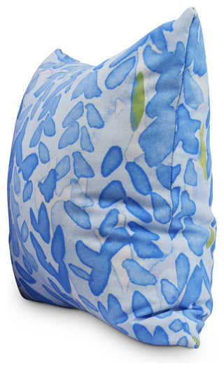 Flower Bell Floral Decorative Outdoor Pillow, Blue, 20"