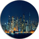 San Francisco Skyline At Night, Cityscape Round Metal Wall Art, 11"