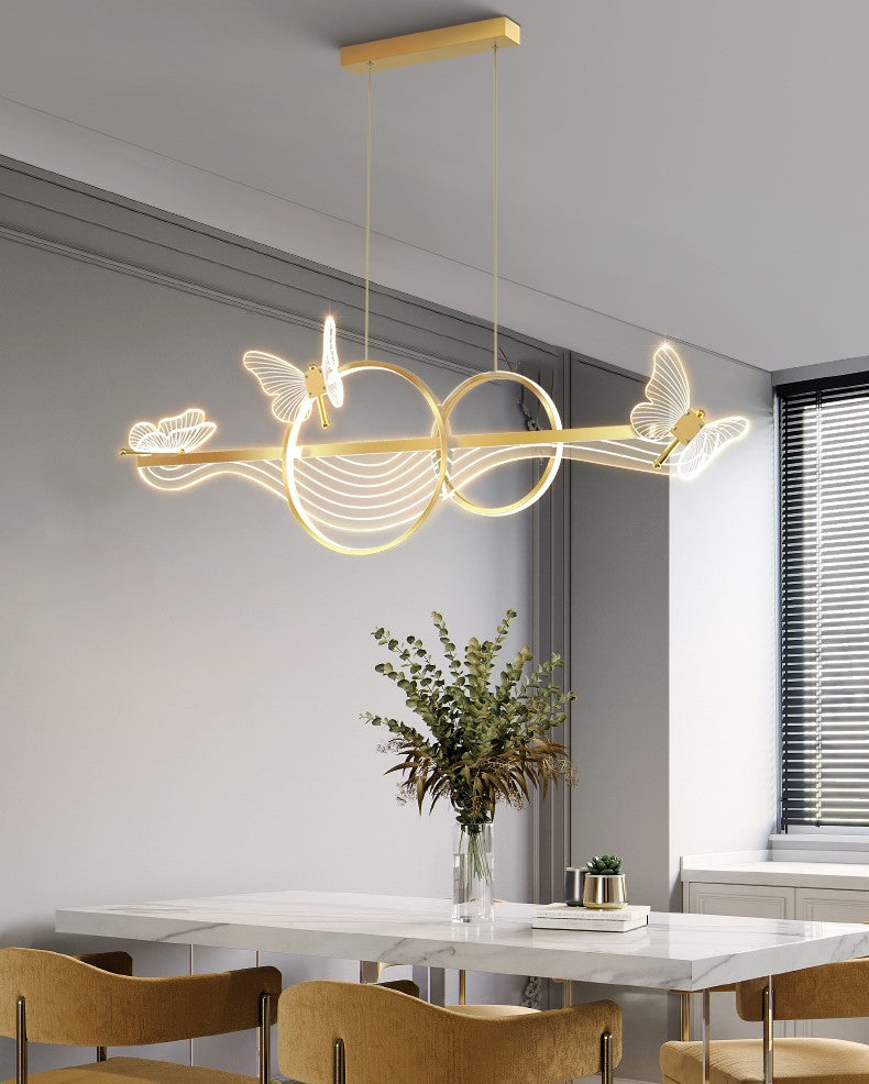 Aigle | Gold Butterfly Chandelier for Dining Room, Gold, Cool Light