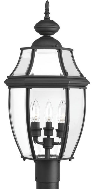 Progress Lighting New Haven 3-Light, Black Post Lantern